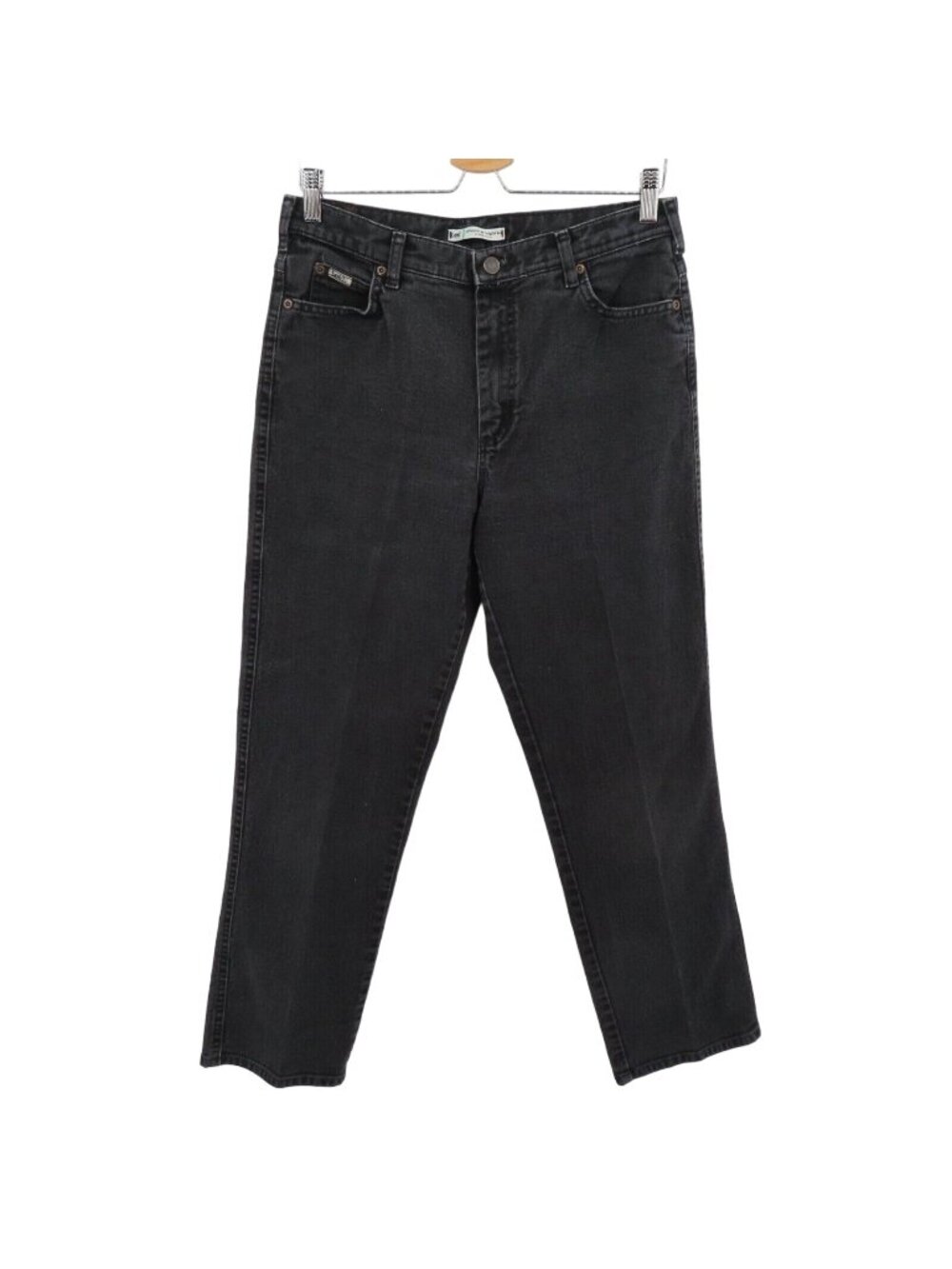 Lee Womens 10 Black Wash Relaxed Straight Leg At the Waist Denim Jeans Pants